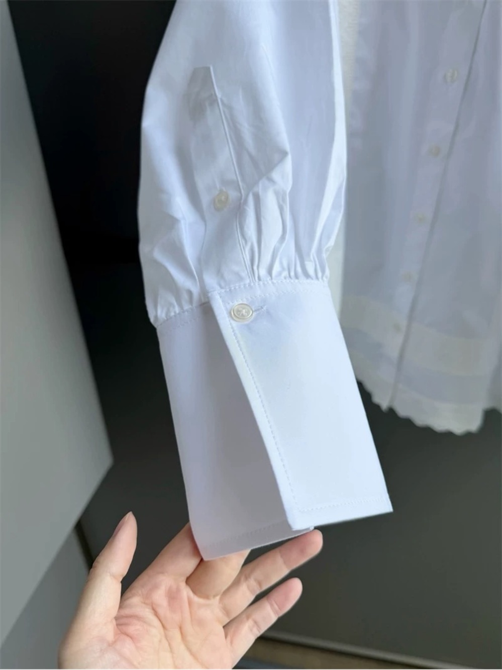 NWOT Helsa White Eyelet Long Sleeve Cotton Shirt, Size XXS/XS/S - Picture 16 of 16